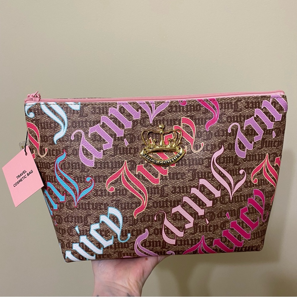 Juicy Couture Brown and Pink Travel Cosmetic Bag